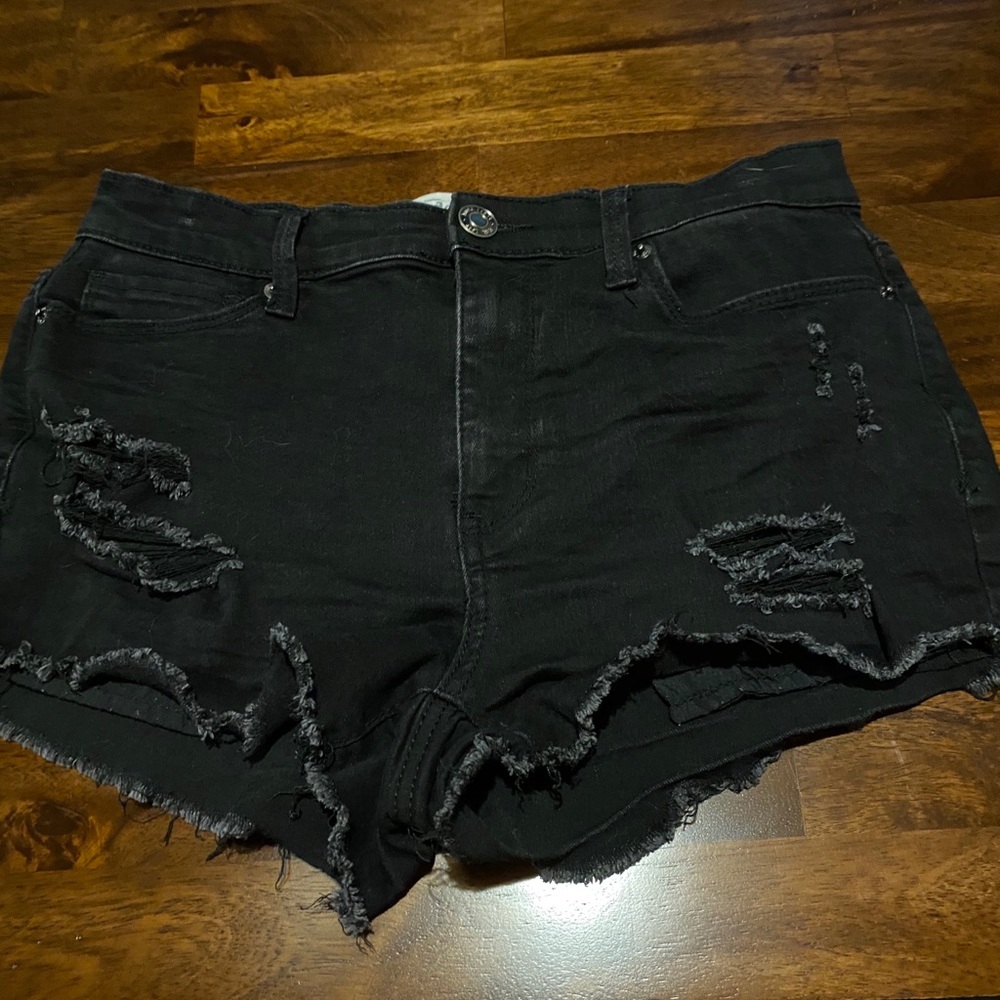 Ripped jean shorts